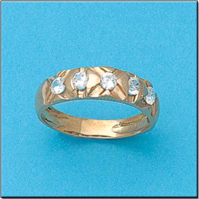 Anillo de oro 18k con 5 Circonitas 5mm para mujer