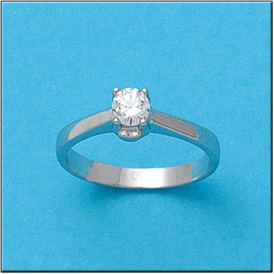 Anillo solitario oro blanco 18k circonita 5mm engarzada para mujer