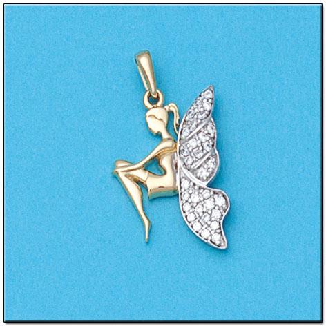 Comprar Colgante de oro 18K. hada con circonitas para mujer online precios baratos, comprar Colgante de oro 18K. hada con circonitas para mujer en Mallorca