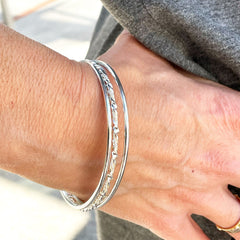 Pulsera Aros Mallorquines LISO macizos de plata de ley de 62mm de diámetro interior.