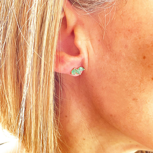 Pendientes trepadores de oro 18k Lecarré esmeraldas verdes para mujer