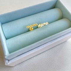 Pendientes plata baño oro Mama tallado para mujer