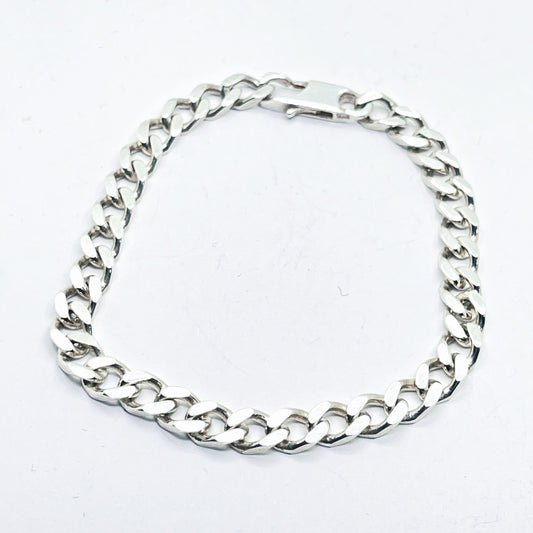 Pulsera de plata Barbada o eslabón cubano de 6mm ancho para hombre