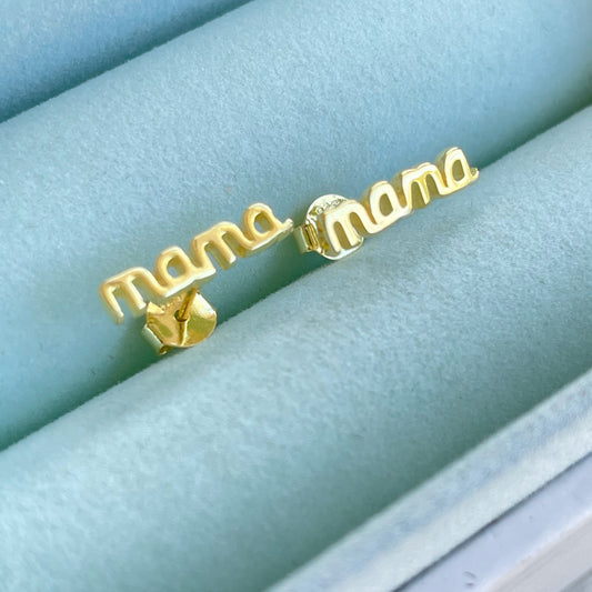 Pendientes plata baño oro Mama tallado para mujer