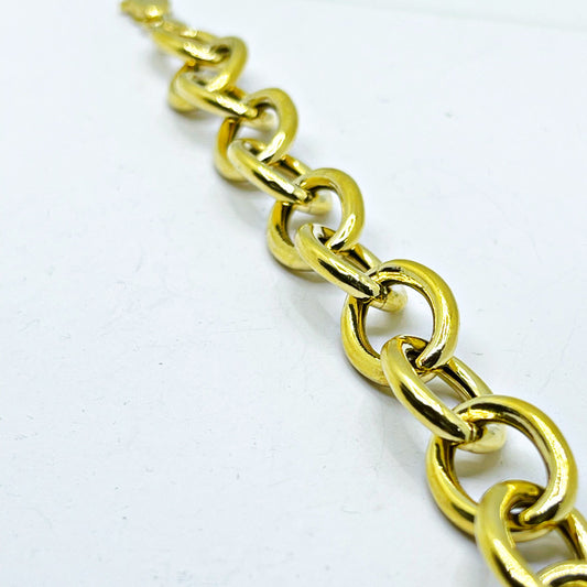 Pulsera Plata Baño oro 18k eslabon grande para mujer