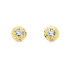 Pendientes de oro CHATON con circonita Greca 6mm para mujer