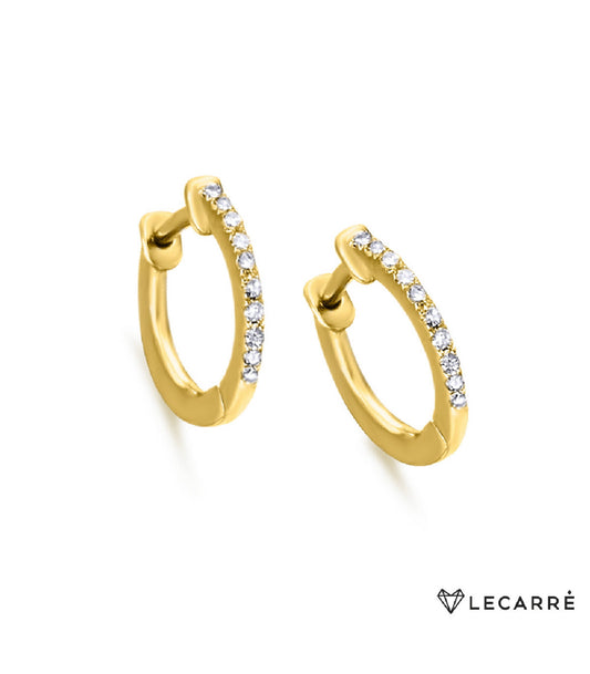 Pendientes aros de oro 18k Lecarré con diamantes para mujer
