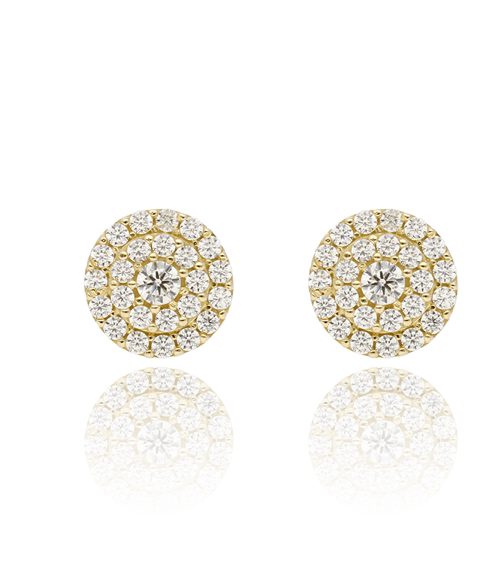 Pendientes de oro 18k Circulo con circonitas tipo rosetón