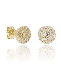 Pendientes de oro 18k Circulo con circonitas tipo rosetón