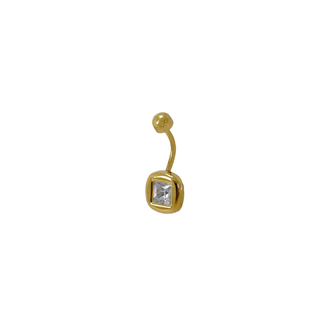 Piercing de oro 18k ombligo circonita cuadrada para mujer