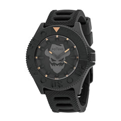 Reloj Potens analógico Negro Calavera correa de caucho para hombre