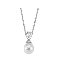 Collar plata perla blanca Majorica Auva con una circonita para mujer