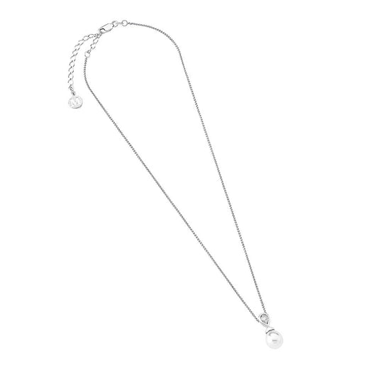 Collar plata perla blanca Majorica Auva con una circonita para mujer