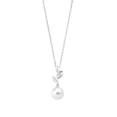 Collar plata perla blanca Majorica Selene con una circonita para mujer