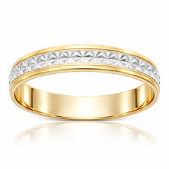Anillo de Boda Tallada oro 18k de 4mm Bicolor