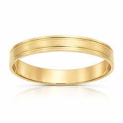 Alianza de boda oro 18k mate 2 líneas brillo 3,50mm