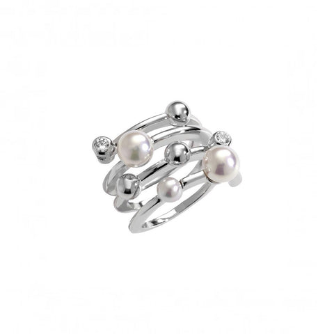 Anillo ancho de plata Perlas Majorica Cercle con circonitas para mujer