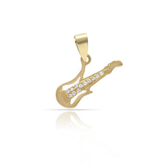 Colgante de oro 18k Guitarra con circonitas para mujer