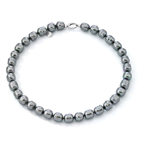 Collar MAJORICA Agora 50cm perla barroca gris 12mm  con cierre de plata para mujer