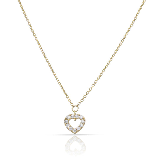 Collar de oro 18K corazon con circonitas para mujer