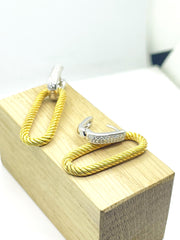 Pendientes elegantes de plata bicolor con circonitas de fiesta para mujer