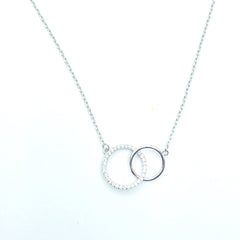 Collar de plata aros entrelazados con circonitas para mujer