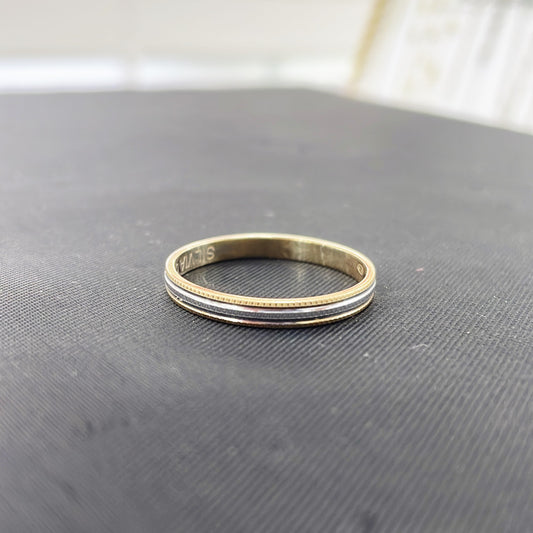 Alianza Bicolor de Oro 18K de 3.5mm Tallada