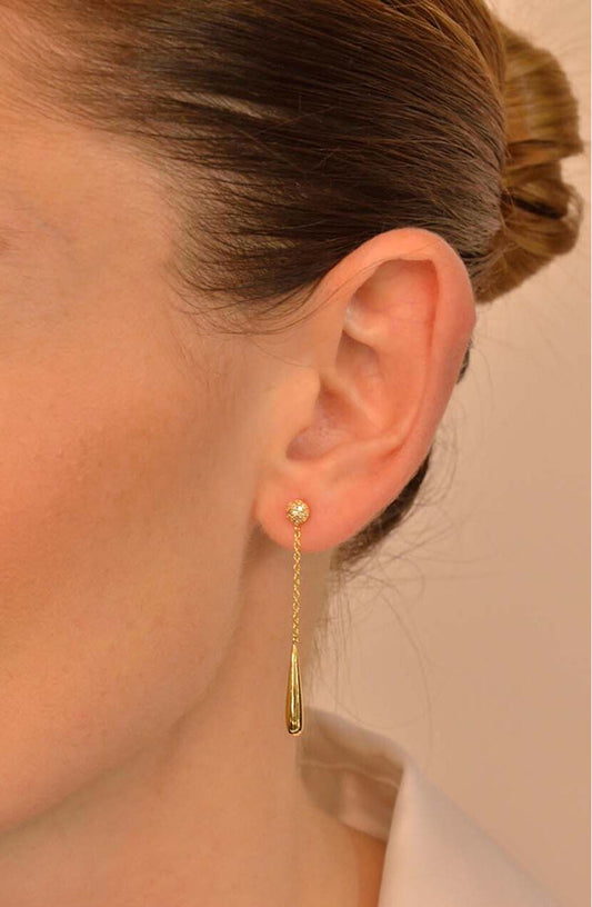 Pendientes SALVATORE Plata dorada largos gota para mujer