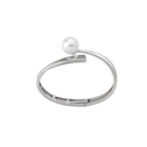 Pulsera rígida de plata y perla blanca MAJORICA Clave al Sol para mujer