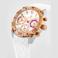 Reloj Marea silicona blanco con dial acero rosa para mujer