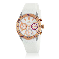 Reloj Marea silicona blanco con dial acero rosa para mujer