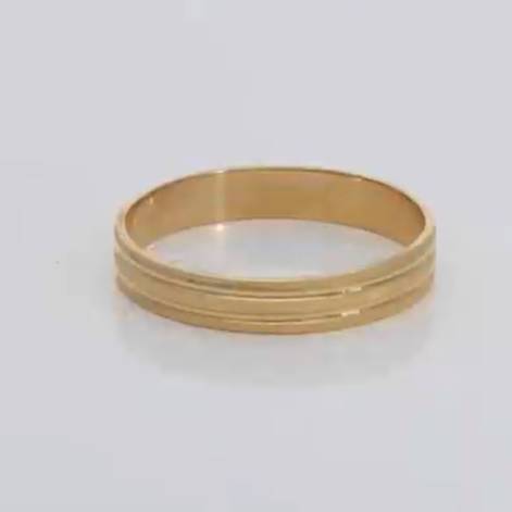 Alianza de boda oro 18k mate 2 líneas brillo 3,50mm
