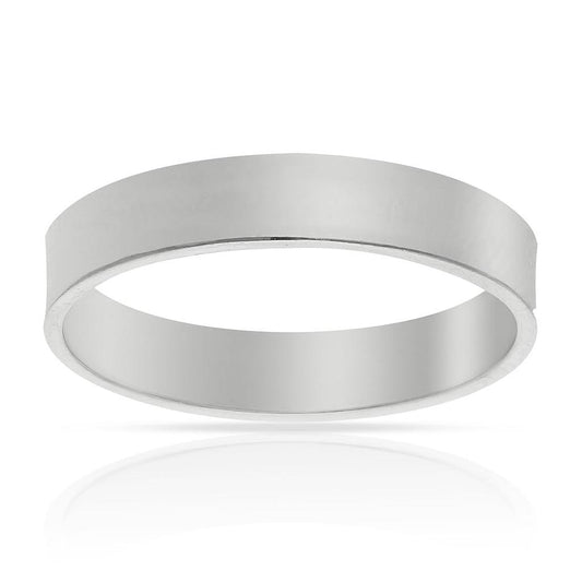 Alianza de Boda Plana de Oro Blanco de 18k - 4mm