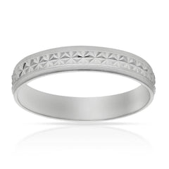 Anillo de Boda oro Blanco 18k Tallado Estrella - 4mm