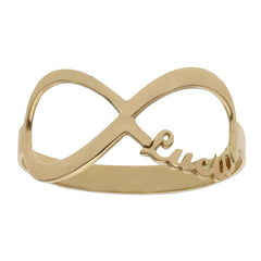Anillo Infinito de oro 18k nombre tallado personalizable para mujer