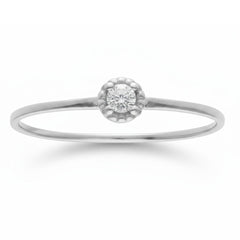 Anillo de oro blanco 18k diamante solitario para mujer