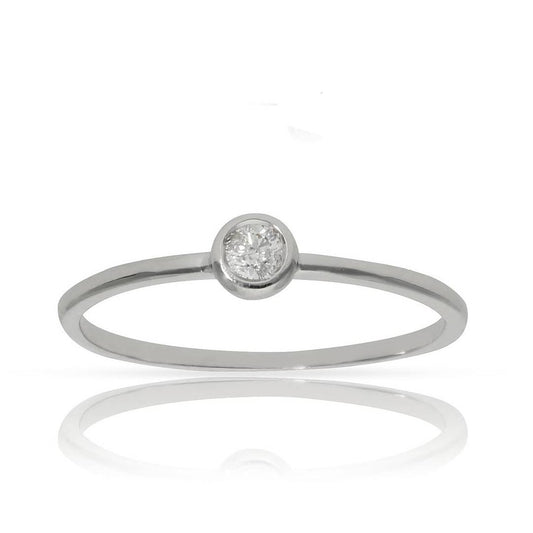 Anillo de oro blanco 18k diamante solitario chaton para mujer