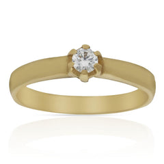Anillo solitario de oro 18k circonita engarzada 4mm para mujer