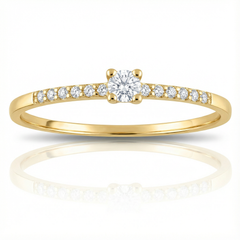 Anillo compromiso clásico de oro 18k de circonitas para mujer