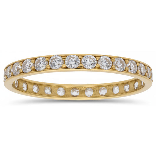 Anillo de oro 18k infinity circonitas 2.5mm para mujer