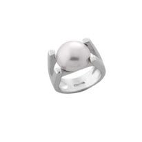 Anillo de plata ancho y media perla blanca MAJORICA para mujer