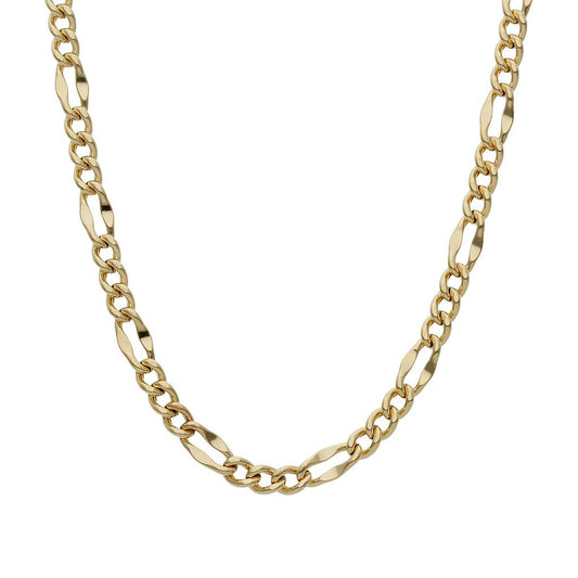 Cadena de oro 18k plana Tipo Cartier o fígaro 3x1 de 3.50mm para hombre