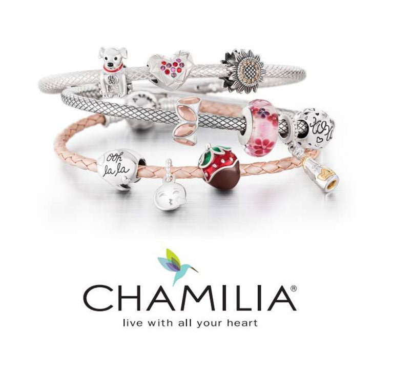 Pulseras y Charms Chamilia de plata de ley. Abalorios de plata de ley.