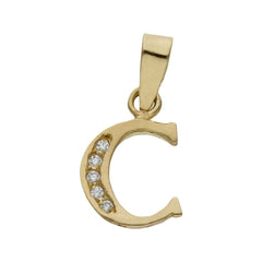 Colgante de oro 18k letra Inicial con circonitas 9mm para mujer