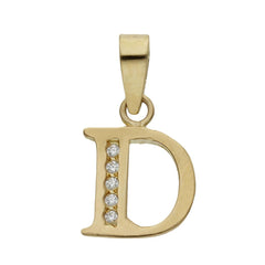 Colgante de oro 18k letra Inicial con circonitas 9mm para mujer