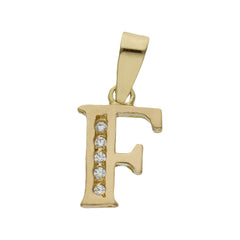 Colgante de oro 18k letra Inicial con circonitas 9mm para mujer