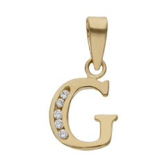 Colgante de oro 18k letra Inicial con circonitas 9mm para mujer