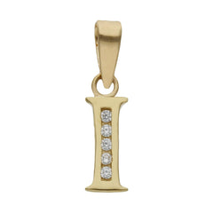 Colgante de oro 18k letra Inicial con circonitas 9mm para mujer