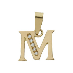Colgante de oro 18k letra Inicial con circonitas 9mm para mujer