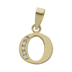 Colgante de oro 18k letra Inicial con circonitas 9mm para mujer